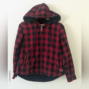 LL Bean Scotch Plaid Sherpa Hoodie size XS